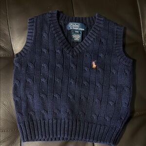Polo by Ralph Lauren Blue Cable-Knit Sweater Vest 12m